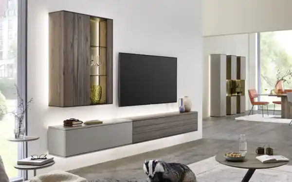 Bild 1 von Hartmann - Wohnwand Audra, Altholzbuche massiv/sand