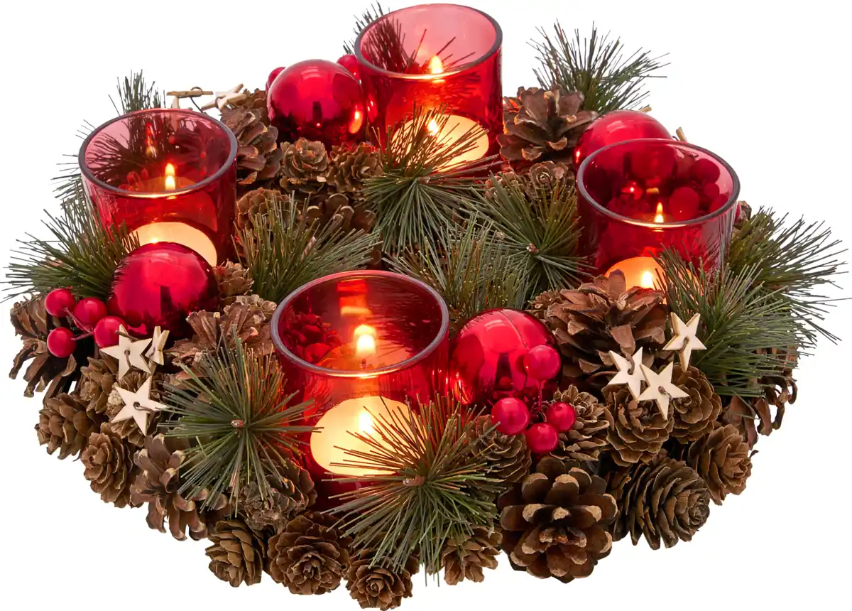 Bild 3 von IDEENWELT Adventskranz mit Teelichtgläsern