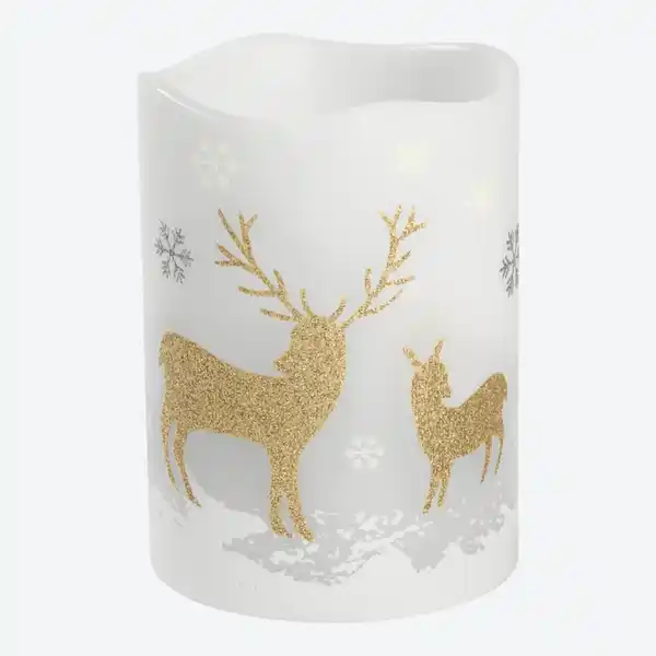 Bild 4 von LED-Echtwachskerze mit Hirsch-Motiv