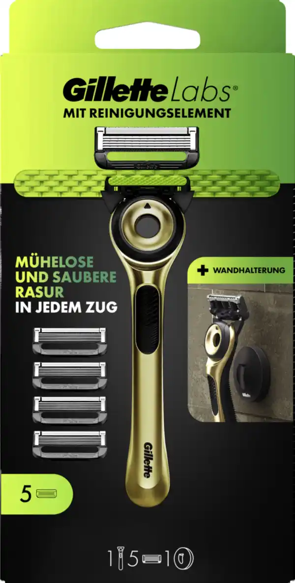 Bild 1 von Gillette Labs Rasierer Gold mit Duschhänger