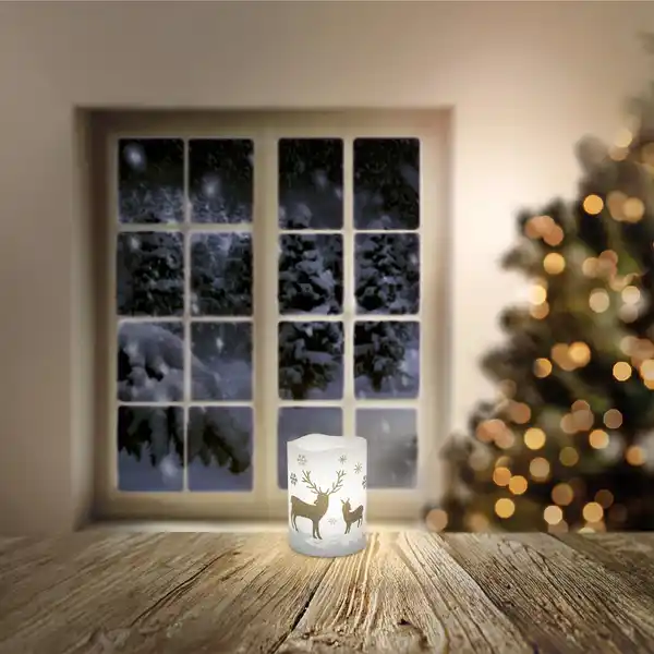 Bild 1 von LED-Echtwachskerze mit Hirsch-Motiv