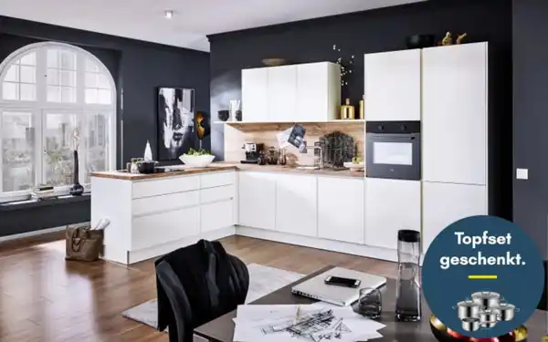 Bild 1 von Impressa - Einbauküche Perfect Brillant, weiß, inkl. Siemens Elektrogeräten