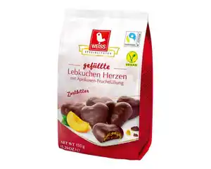 Lebkuchen Herzen WEISS, ZB, gefüllt