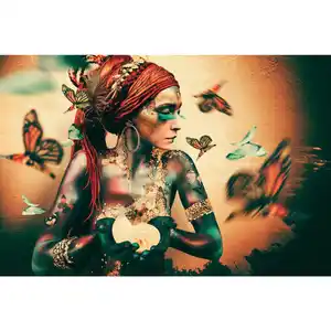 Bild, Mehrfarbig, Gold, Kunststoff, 150x100 cm, einfache und schnelle Anbringung, Bilder, Gerahmte Bilder