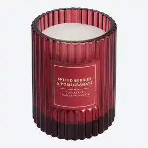 Duftkerze im Glas mit Rillen, ca. 8x9 cm