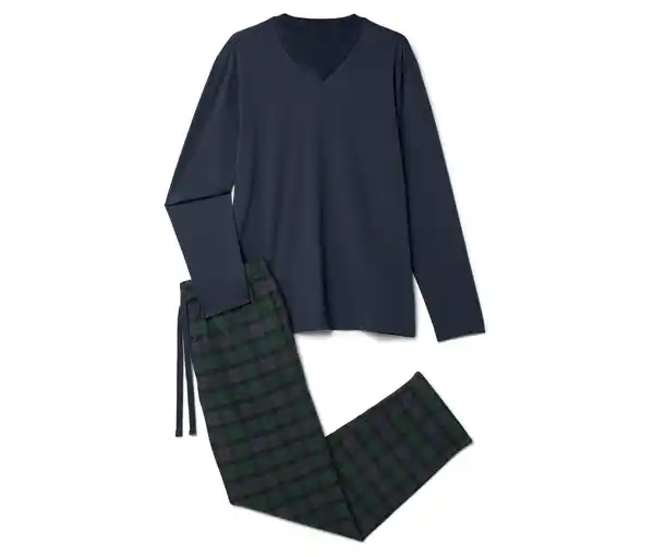Bild 1 von Pyjama-Set mit Flanellhose, blau-grün