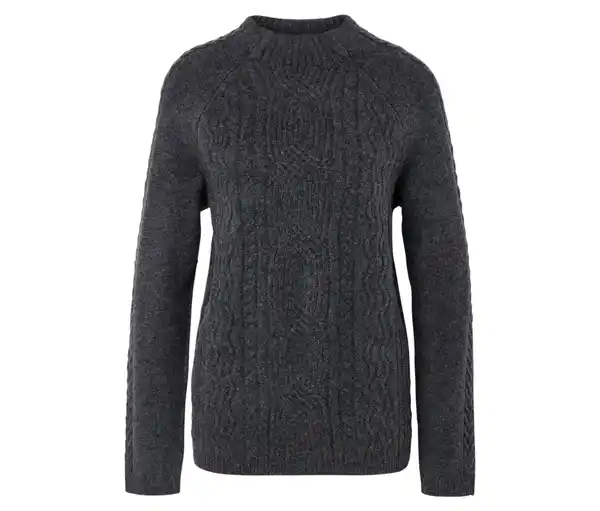 Bild 1 von Grobstrickpullover mit Zopfmuster, grau