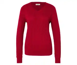 Zopfstrickpullover, rot
