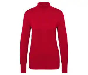 Feinstrick-Rollkragenpullover, rot