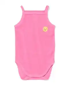 Strampler aus Baumwolle mit Stretchanteil Gesicht rosa