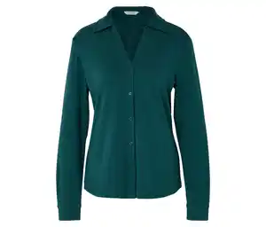 Blusenshirt mit Knopfleiste, petrol