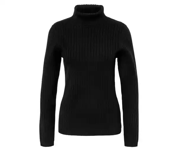 Bild 1 von Gerippter Rollkragenpullover, schwarz