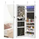 Bild 1 von Schmuckschrank, Weiß, Glas, Textil, Holzwerkstoff, 5 Fächer, 2 Schubladen, 37x108x9.3 cm, hängend, Ordnen & Aufbewahren, Schmuckaufbewahrung