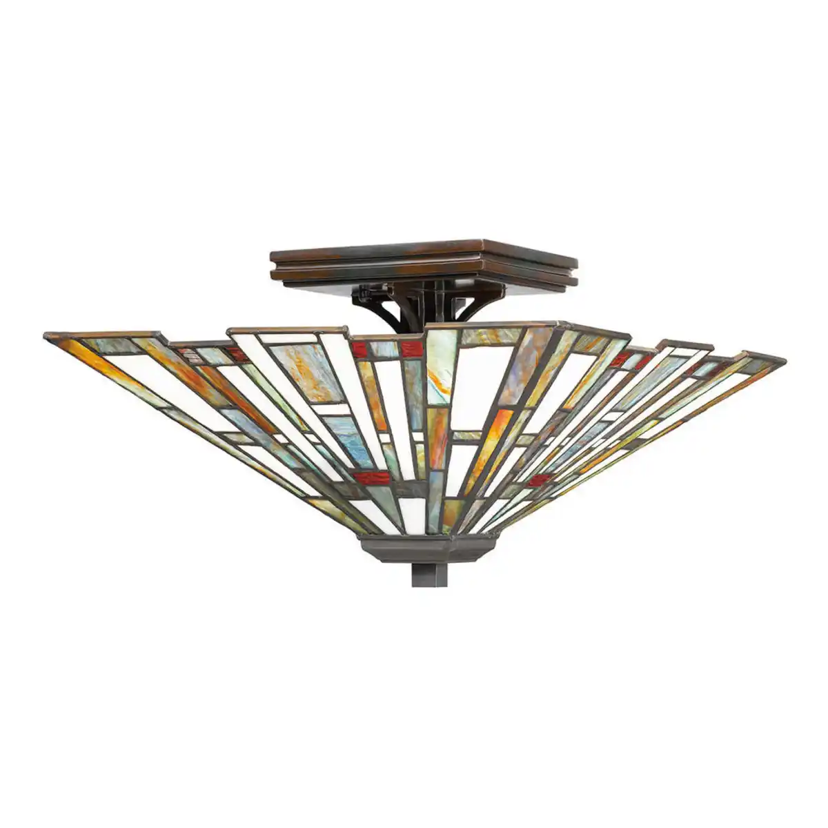 Bild 1 von Elstead Lighting Deckenleuchte Maybeck, Mehrfarbig, Dunkelbraun, Metall, Glas, Naturmaterialien, 19.6 cm, Grüner Punkt, Europäischer Sicherheitsstandard, Schutzklasse I (Erdungsanschluss), CE, Lamp