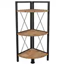 Bild 1 von Mid.you Eckregal Insasi, Schwarz, Honigeiche, Metall, 3 Fächer, 34x87x34 cm, stehend, Wohnzimmer, Regale, Eckregale