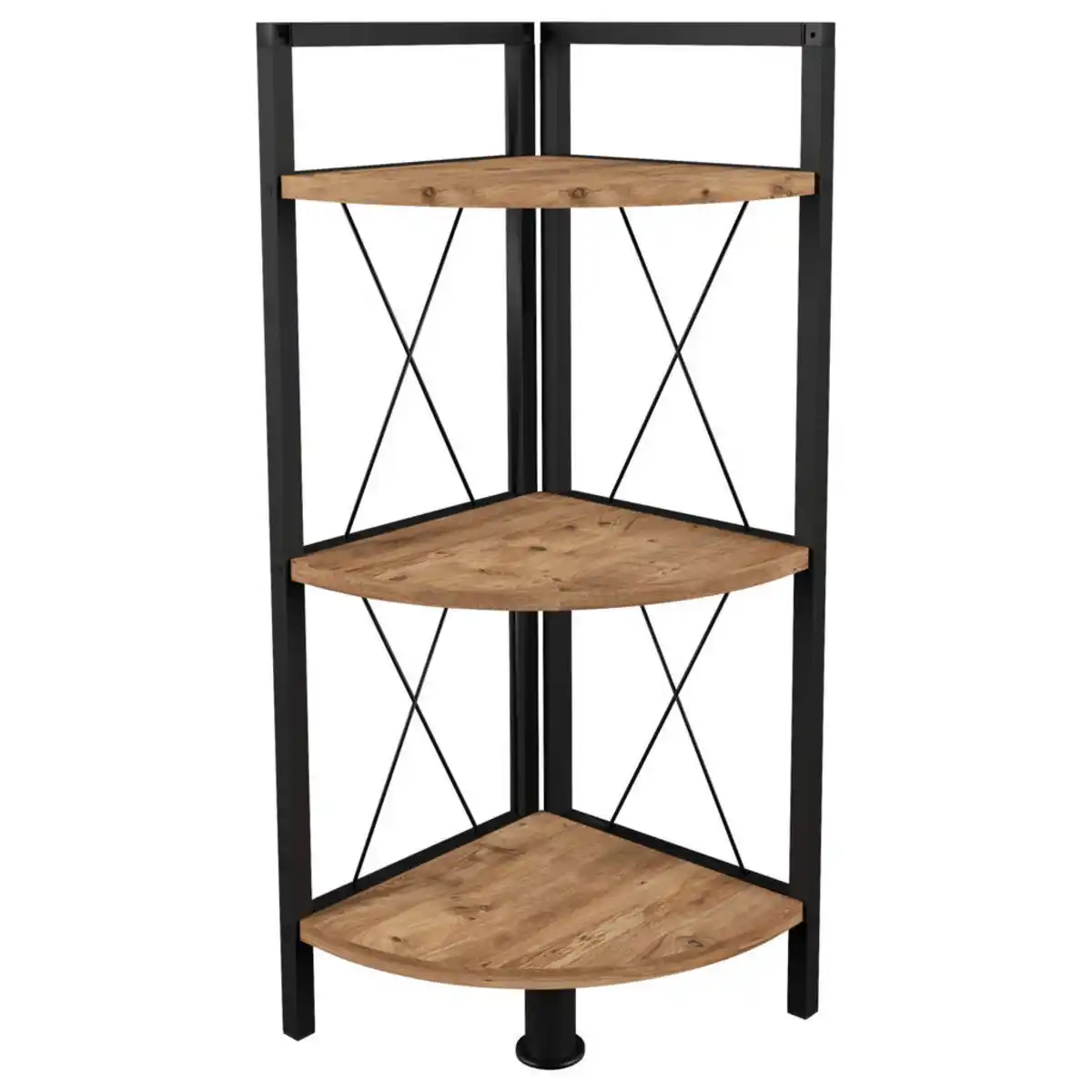 Bild 1 von Mid.you Eckregal Insasi, Schwarz, Honigeiche, Metall, 3 Fächer, 34x87x34 cm, stehend, Wohnzimmer, Regale, Eckregale