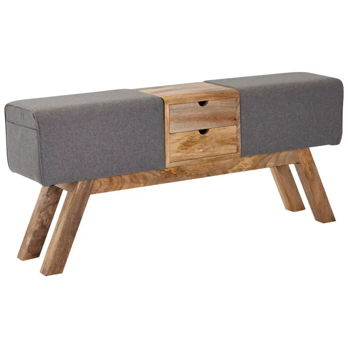 Bild 1 von Mid.you Hockerbank, Grau, Textil, Mangoholz, massiv, 2-Sitzer, 120x56x30 cm, abwischbar, Esszimmer, Bänke, Sitzbänke
