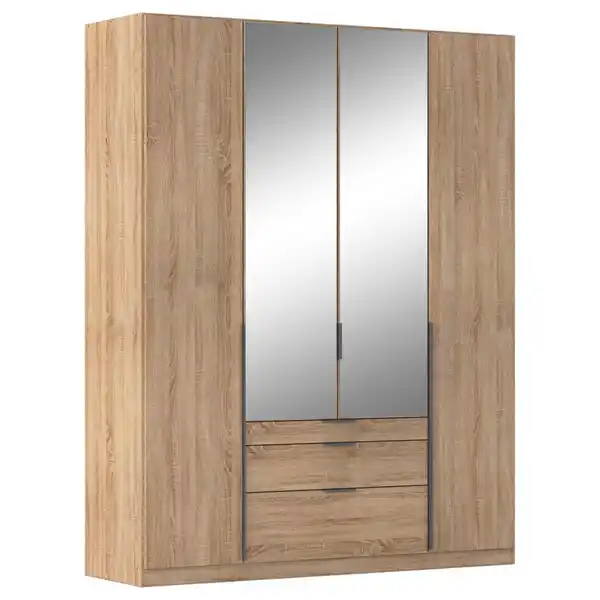 Bild 1 von Rauch Möbel Drehtürenschrank Rauch Alabama, Sonoma Eiche, Metall, 6 Fächer, 3 Schubladen, 181x229x54 cm, Blauer Engel, Goldenes M, BQ - Bündnis für Qualität, Made in Germany, Beimöbel erhältl