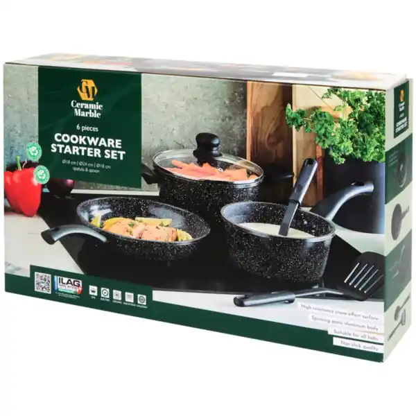 Bild 3 von Ceramic Marble Topf- und Pfannenset mit Küchenutensilien