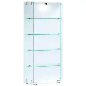 Mid.you Vitrine Cenila, Weiß, Glas, Holzwerkstoff, 4 Fächer, 83x114x17 cm, stehend, Esszimmer, Vitrinen