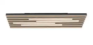 LED-Deckenleuchte Pani Schwarz/Edelstahl max. 24 Watt Deckenlampe, Schwarz, Eichefarben