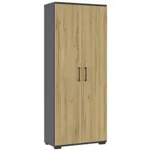 Germania Aktenschrank, Graphit, Eiche, Holzwerkstoff, 4 Fächer, 80x200x40 cm, Beimöbel erhältlich, Arbeitszimmer, Aktenschränke