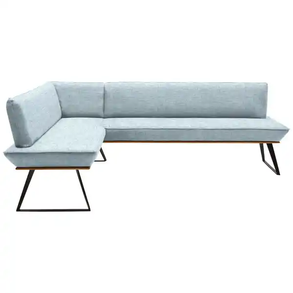 Bild 1 von Voleo Eckbank, Schwarz, Eiche, Hellblau, Holz, Metall, Textil, Eiche, massiv, 5-Sitzer, L-Form, 223x163 cm, Stoffauswahl, seitenverkehrt erhältlich, Esszimmer, Bänke, Eckbänke