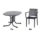 Bild 1 von Siena Garden Gartengarnitur Urban Lights, Anthrazit, Metall, Kunststoff, 5-teilig, 90x80x138 cm, Tisch klappbar, UV-beständig, wetterbeständig, Stühle stapelbar, Gartenmöbel, Gartenmöbel-Sets