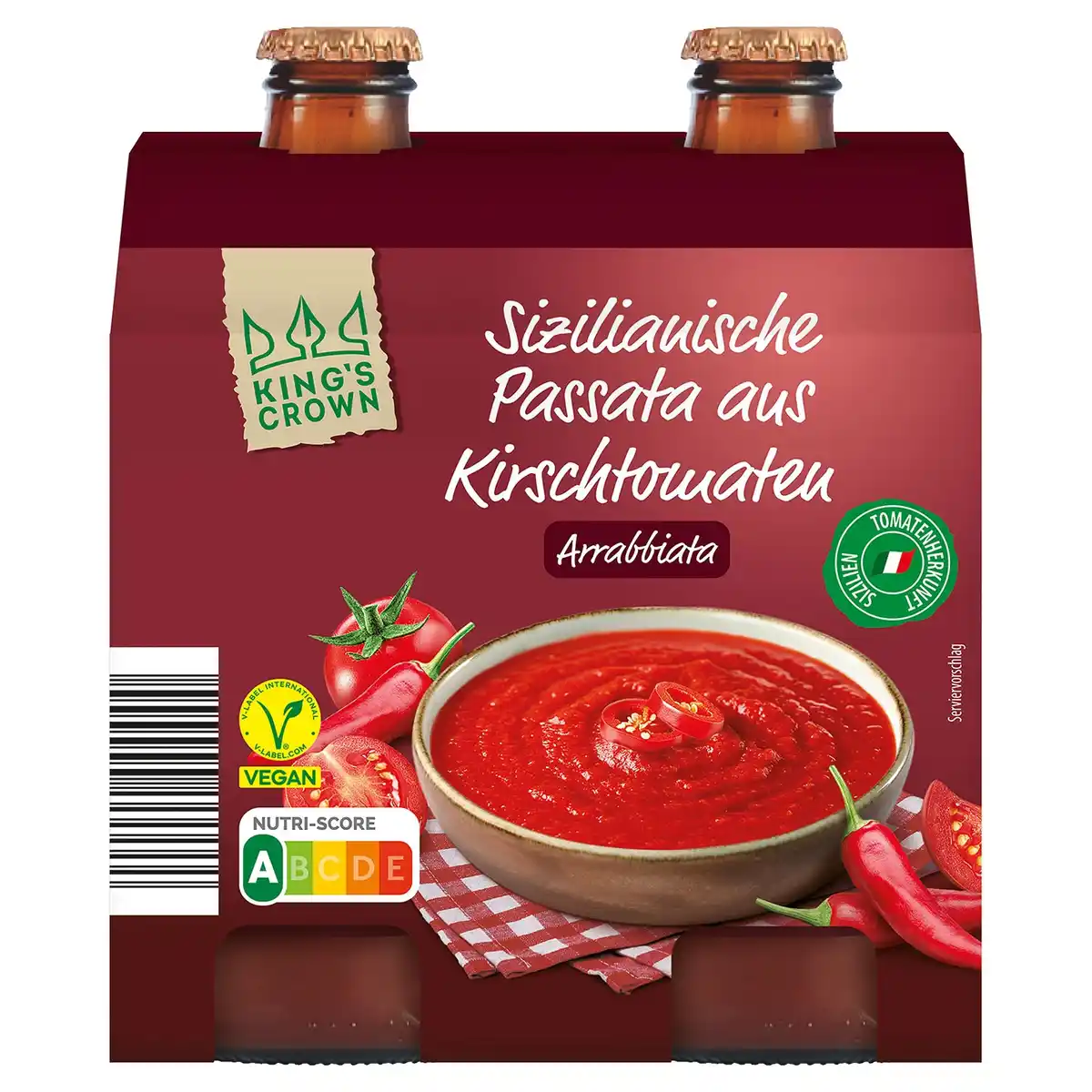 Bild 1 von KING'S CROWN Kirschtomatenpassata 2 x 330 g, Arrabiata
