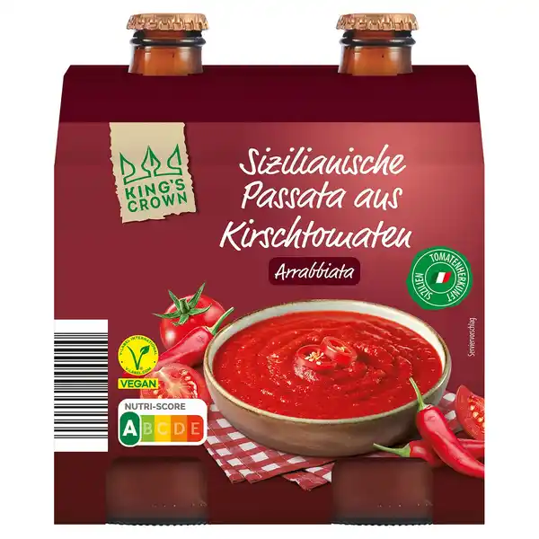 Bild 1 von KING'S CROWN Kirschtomatenpassata 2 x 330 g, Arrabiata