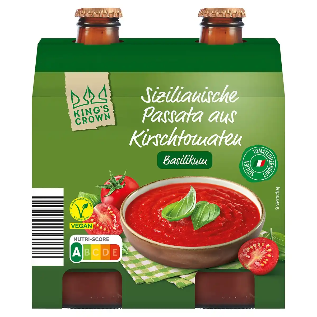 Bild 1 von KING'S CROWN Kirschtomatenpassata 2 x 330 g, Basilikum