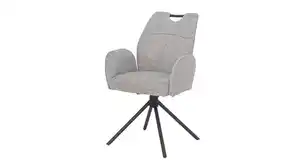 Armlehnstuhl hellgrau Drehstuhl - Webstoff Bezug - CARINA