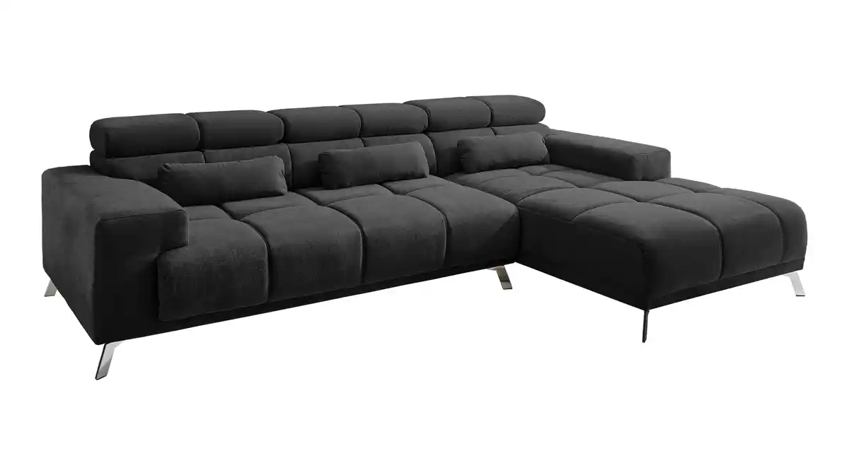 Bild 1 von Ecksofa schwarz ausziehbar - Sitztiefenverstellung 285 cm - OT rechts - SPEED