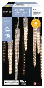LIV&BO® LED-Eiszapfen-Lichterkette mit 148 warmweißen LEDs