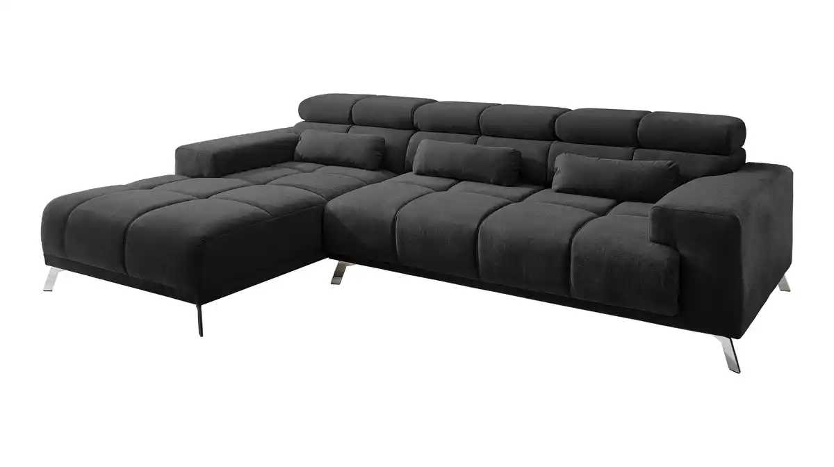Bild 1 von Ecksofa schwarz ausziehbar - Sitztiefenverstellung 285 cm - OT links - SPEED
