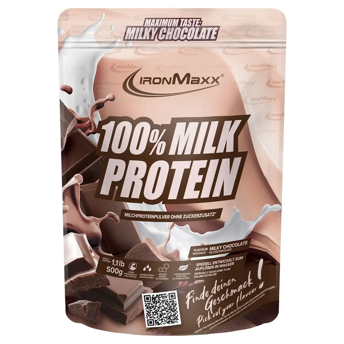 Bild 1 von IRONMAXX 100 % Milk Protein Pulver 500 g, Milky Chocolate