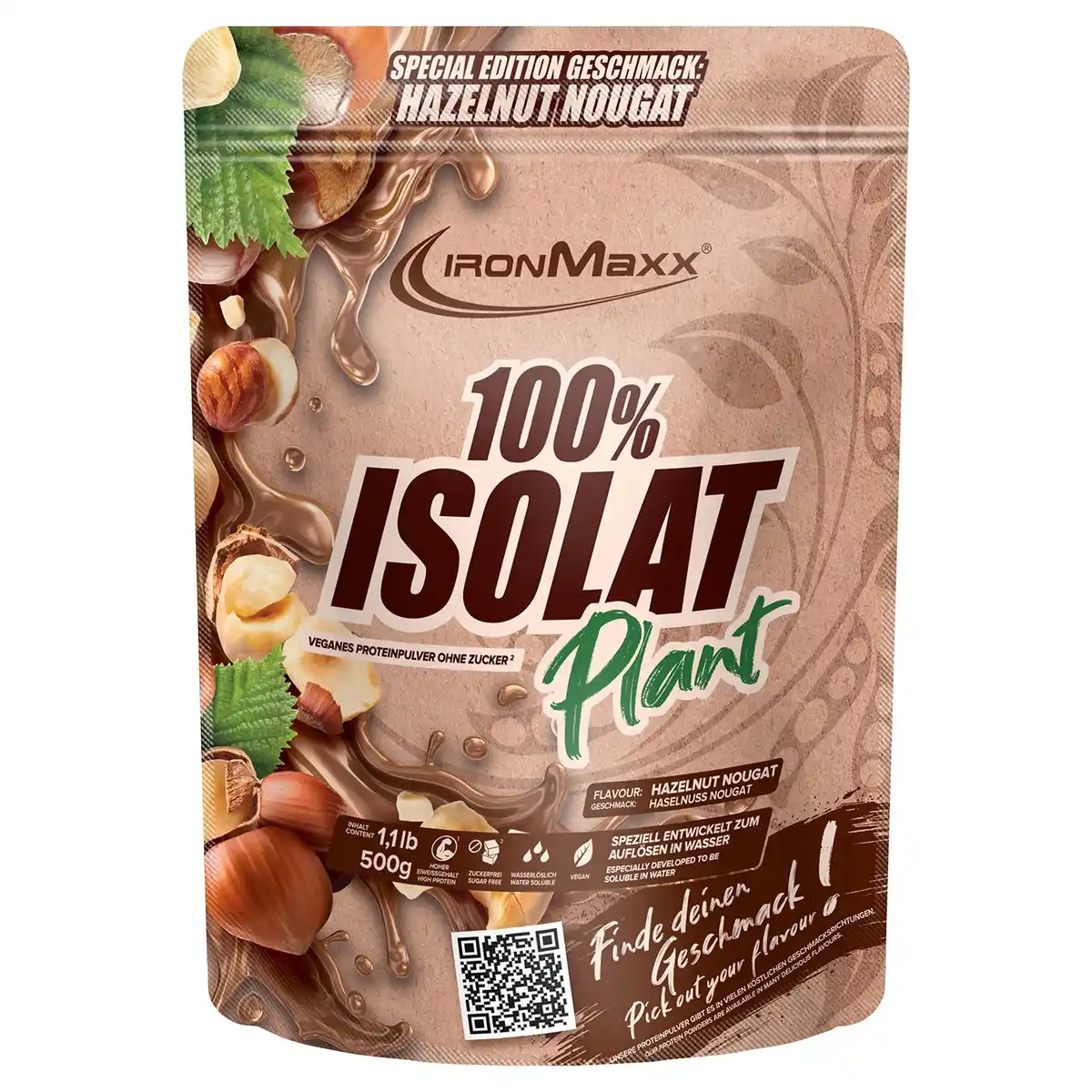 Bild 1 von IRONMAXX 100 % Isolat Plant Pulver 500 g, Haselnuss