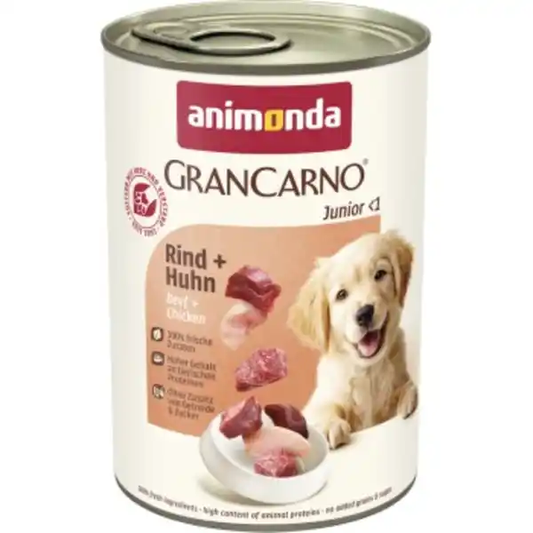 Bild 1 von animonda GranCarno Original Nassfutter Hund Junior, Rind und Huhn 24x400 g