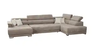 Wohnlandschaft taupe ausziehbar - Sitztiefenverstellung - BENEVENTO