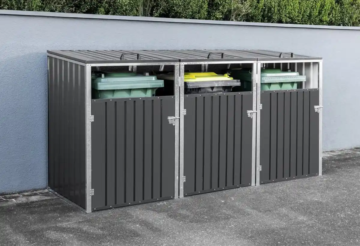 Bild 2 von 3er Mülltonnenbox, ca. 240 x 80 x 122 cm - Anthrazit