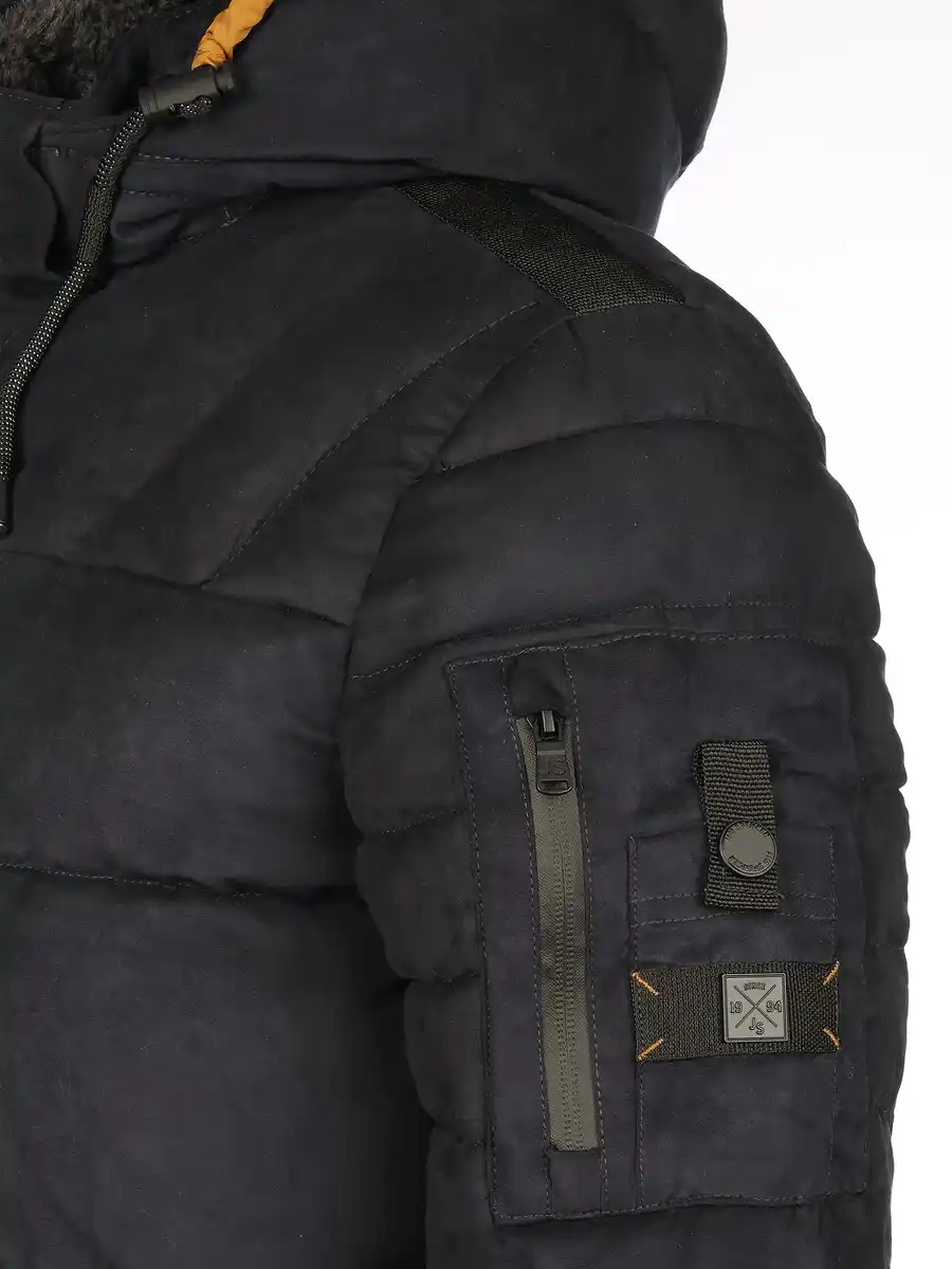 Bild 4 von Herren Velour Steppjacke mit Kapuze Blau