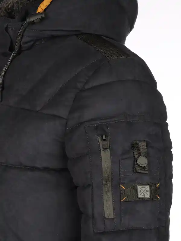 Bild 4 von Herren Velour Steppjacke mit Kapuze Blau