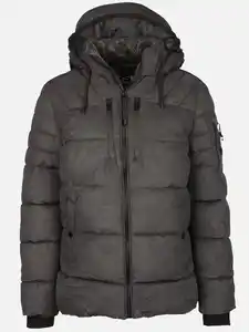 Herren Velour Steppjacke mit Kapuze Grau