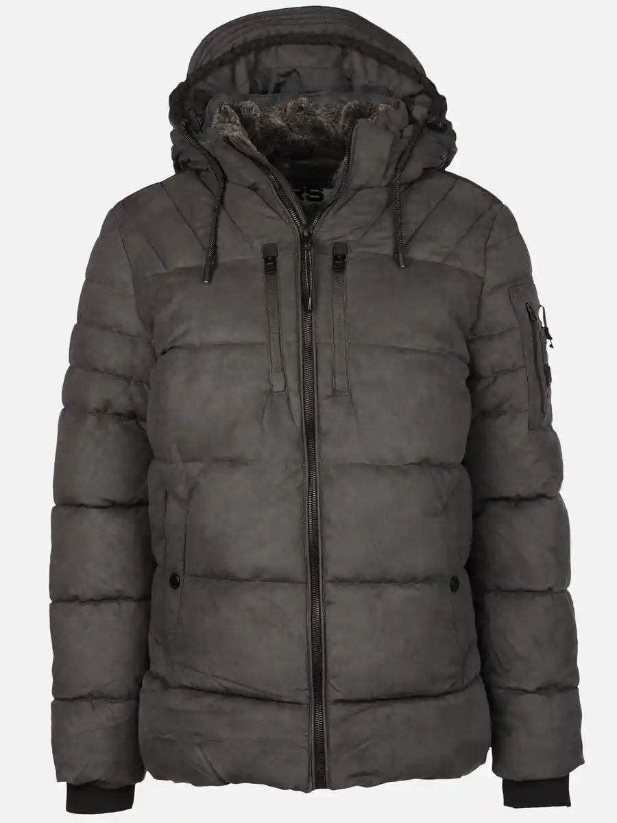 Bild 1 von Herren Velour Steppjacke mit Kapuze Grau