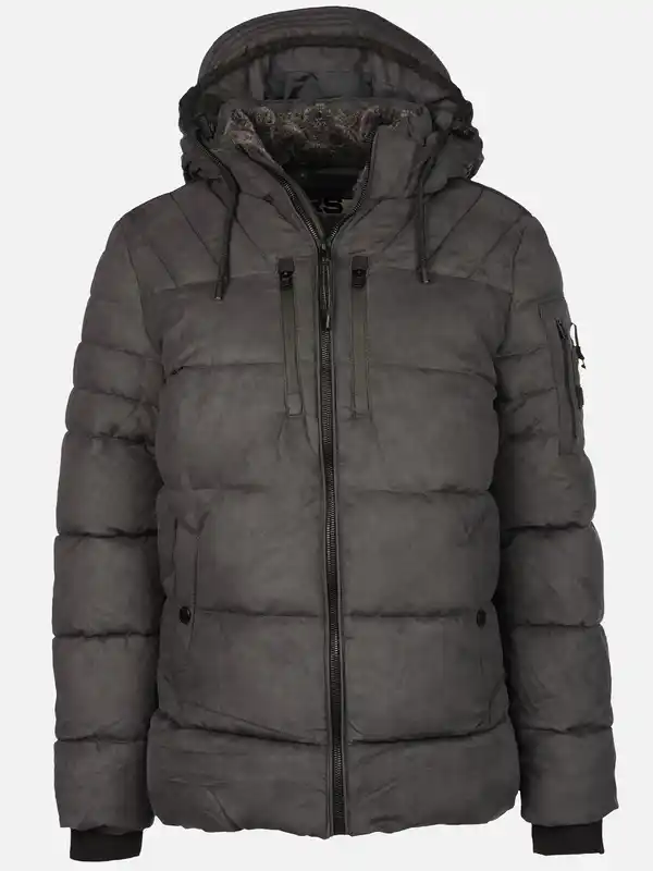 Bild 1 von Herren Velour Steppjacke mit Kapuze Grau