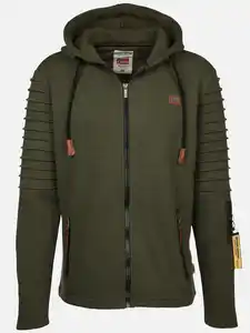 Herren Bikersweatjacke mit Kapuze Oliv