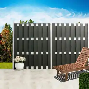 WPC-Sichtschutzzaun CARMENO Pfosten mit Kappe, ca. 68 x 68 x 185 cm - Schwarz