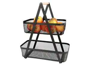 Drahtkorb Etagere schwarz