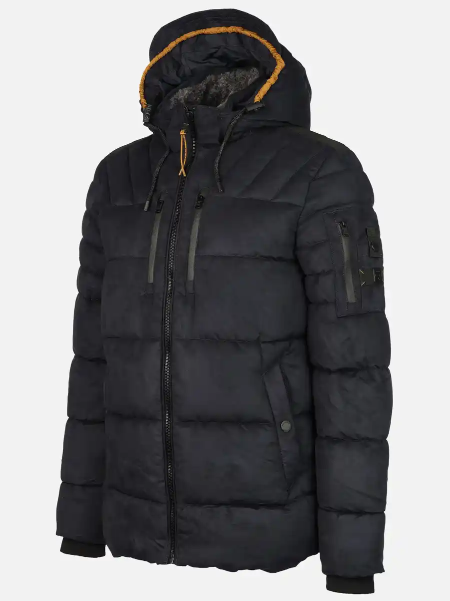 Bild 3 von Herren Velour Steppjacke mit Kapuze Blau