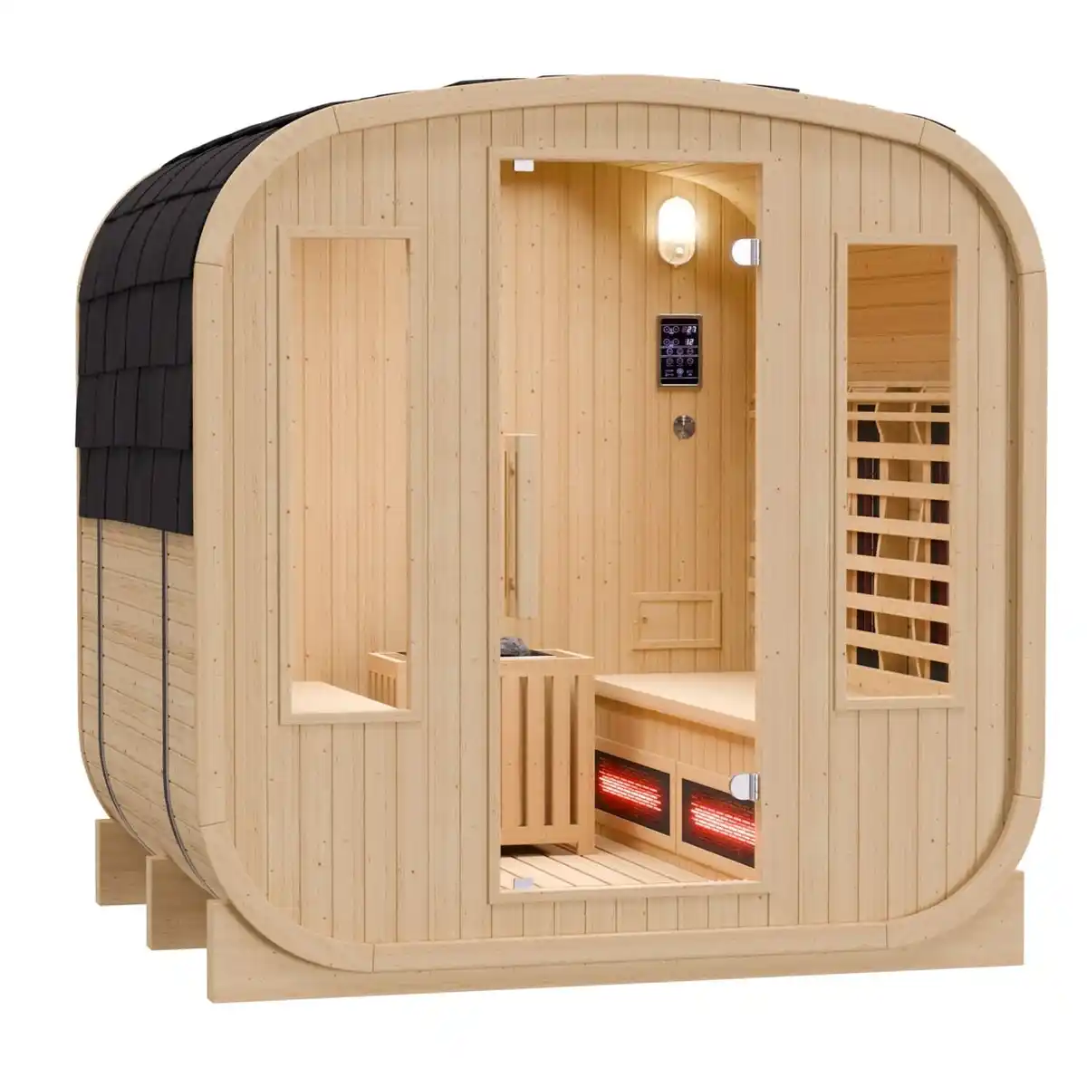 Bild 3 von Cube Infrarot-Fasssauna RICHMOND – Hybrid-Technologie, Infrarot, inkl. Harvia 6KW Ofen